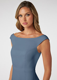 Azazie Nicolina Bridesmaid Dresses Twilight Mermaid Square Neckline Stretch Crepe Dress image5