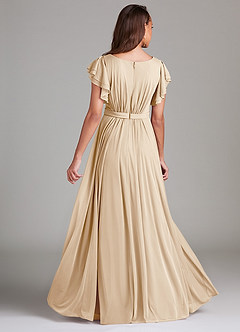 Azazie Daphne Modest Bridesmaid Dresses A-Line Ruched Mesh Floor-Length Dress image2