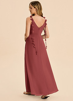 Azazie Gumdrop Junior Terracotta Empire Pleated Chiffon Dress image1