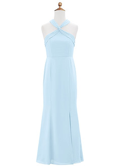 Azazie Rue Junior Sky Blue Mermaid Side Slit Chiffon Dress image6