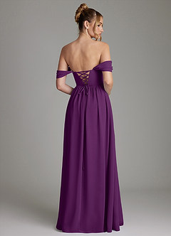 Azazie Caterina Bridesmaid Dresses Grape A-Line Corset Chiffon Dress image10