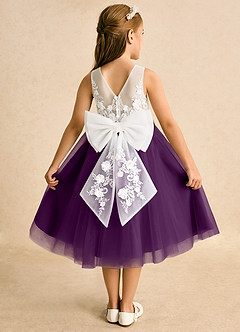 Azazie Lina Flower Girl Dresses Ivory Grape Ball-Gown Lace Dress image1