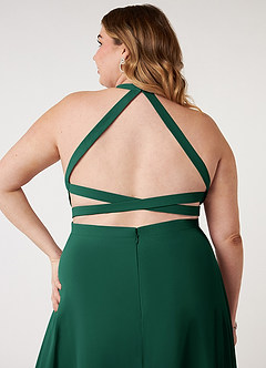 Azazie Clarice Bridesmaid Dresses Emerald A-Line Halter Chiffon Dress image10