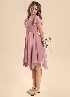 Azazie Janeaurelia Junior Dusty Rose A-Line Pleated Chiffon Dress image5