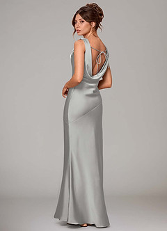 Azazie Rylina 신부 들러리 드레스 인어 스트레치 새틴 바닥 길이 드레스 image9