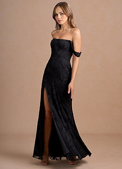 Mariah Black Off Shoulder Maxi Dress image3
