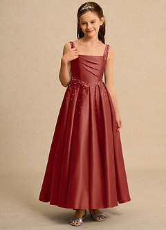 Azazie Mochi Girl Flower Girl Klänningar Klä Balklänning i Matt satäng Plisserad image5