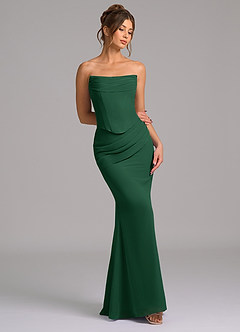 Azazie Sorrel Bridesmaid Dresses Dark Green Mermaid Corset Chiffon Dress image7