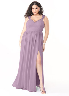 Azazie Cleobella Bridesmaid Dresses Wisteria A-Line Sweetheart Lace Chiffon Dress image8