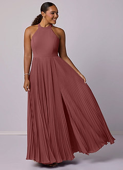 Barbie ♥ Azazie Vestidos de damas de honor Vestido de Amatista de Gasa de Corte en A con Plisado image9