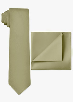 front Matte Satin Wide Tie and Pocket Square Set