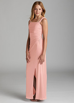 Azazie Jesaphine Junior Rosette Sheath Pleated Mesh Dress image5