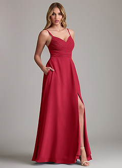 Azazie Terese Bridesmaid Dresses Scarlet A-Line Pleated Chiffon Dress image6