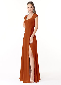 Azazie Hainsly At-home Try On Dresses Agave A-Line Sweetheart Neckline Chiffon Dress image3