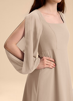 Azazie Bondi Junior Jurk van Chiffon met A-Lijn Blouson Taupe image9