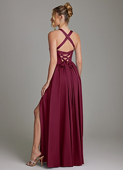 Azazie Francis Bridesmaid Dresses Mulberry A-Line Corset Stretch Satin Dress image7