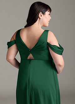 Azazie Rhea Maternity Bridesmaid Dresses A-Line Off-The-Shouler Pleated Stretch Satin Floor-Length Dress image13