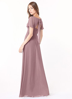 Azazie Kimber Bridesmaid Dresses Dusty Rose A-Line Flounce Sleeve Chiffon Dress image4
