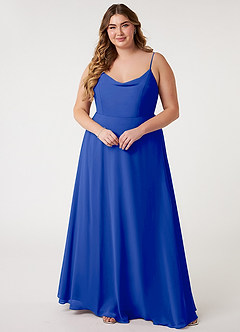 Azazie Daenerys Bridesmaid Dresses Royal Blue A-Line Cowl Chiffon Dress image8