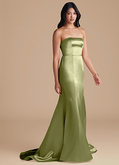 Azazie Aura Bridesmaid Dresses Pistachio Mermaid Metallic Satin Convertible Dress image5