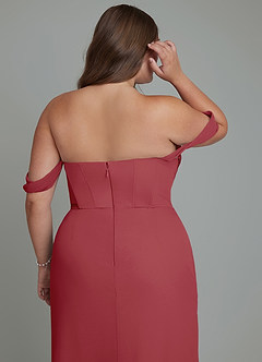Azazie Johana Jurken voor bruidsmeisjes Converteerbaar Jurk van Chiffon met Zeemeermin Off-shoulder Granaatappel image14