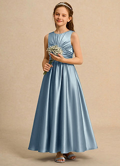Azazie Ducky Junior Formal Flower Girl Klänningar Klä A-Line i Stretch Satin Plisserad image5