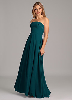 Azazie Lucienne Bridesmaid Dresses Pine A-Line Strapless Chiffon Convertible Dress image4