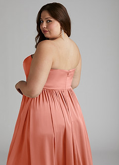 Azazie Morana Bridesmaid Dresses Coral A-Line Off the Shoulder Stretch Satin Convertible Dress image20