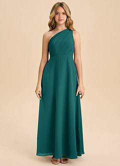 Azazie Phaedra Junior Linia A Pofałdowany Szyfon Długość podłogi Młodsza druhna Sukienka image4