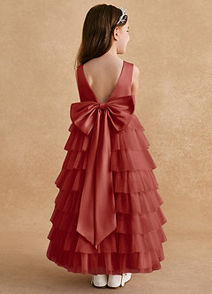 Azazie Twinkle Toes Blumenmädchenkleider A-Linie Schleifen Tüll Kleid Terrakotta image1