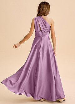 Azazie Charlize Junior Jurk van Stretch Satijn met A-Lijn Geplooid Blauweregen image2