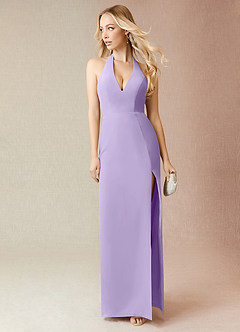Azazie Yessi Final Sale Lilac Sheath Pleated Chiffon Dress image1