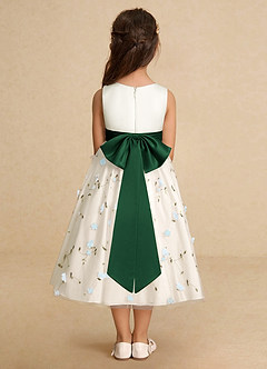 Azazie Pollie Flower Girl Dresses Sky Blue Dark Green A-Line Bow Tulle Dress image6