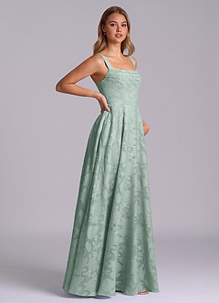 Azazie Shaude Brautjungfernkleider A-Linie Plissee Blumen-Burnout Kleid Agave image7