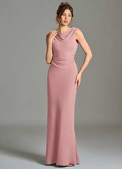 Azazie Kieryn Bridesmaid Dresses Dusty Rose Mermaid Pleated Chiffon Dress image4