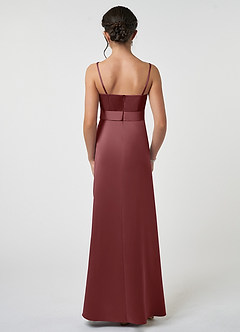 Azazie Anina Junior Desert Rose A-Line Bow Matte Satin Dress image3