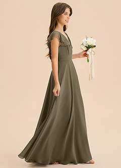 Azazie Anysa Junior Robe Trapèze en Mousseline de soie Rayé Vert Saule image4