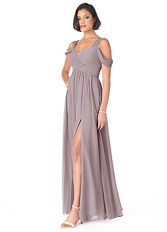 Azazie Lianne Bridesmaid Dresses Dusk A-Line Off the Shoulder Chiffon Dress image6