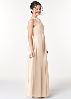 Azazie Kaleigh Junior White Alabaster A-Line Pleated Chiffon Dress image5