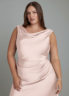 Azazie Kieryn Abiti da Damigella Abito Sirena in Raso Elasticizzato Plissettato Rosa Rossore image6