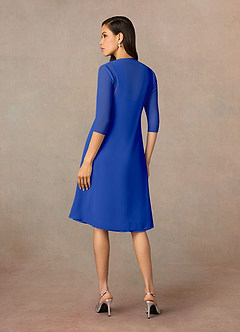 Azazie Olivia Kleider für die Brautmutter A-Linie Quadratischer Ausschnitt Gefaltet Chiffon Kleid Königsblau image2