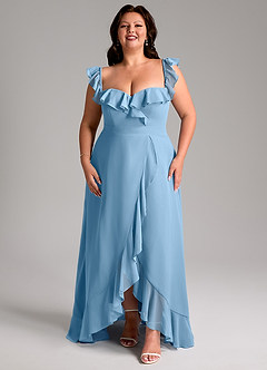 Azazie Lyra Bridesmaid Dresses Steel Blue A-Line Chiffon Convertible Dress image15