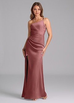 Azazie Eren Bridesmaid Dresses Amethyst Mermaid One Shoulder Stretch Satin Dress image5