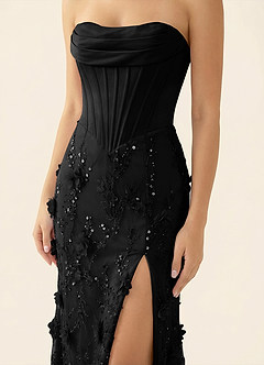Iliana Black 3D Flower Beaded Corset Dress image5