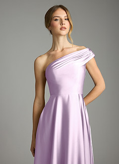 Azazie Melanie Suknie dla druhen Linia A Zza ramienia Satyna elastyczna Do ziemi Sukienka image6