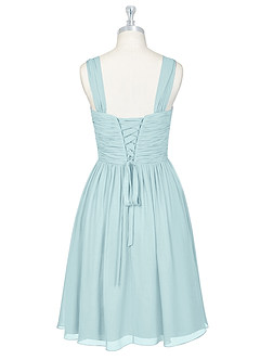 Azazie Angie Bridesmaid Dresses Sea Glass A-Line Corset Chiffon Dress image8