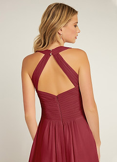 Azazie Claudia At-home Try On Dresses Dusty Rose A-Line Sweetheart Neckline Chiffon Dress image6