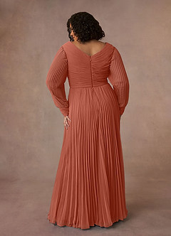 Azazie Zina Mother of the Bride Dresses Clay A-Line Pleated Chiffon Dress image8