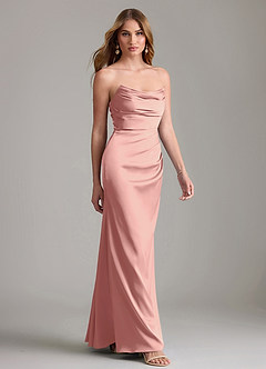 Azazie Lucille Bridesmaid Dresses Rosette Mermaid Strapless Stretch Satin Convertible Dress image4