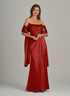 front Azazie Châle En Satin Métallisé De Couleur Assortie